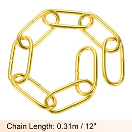 MECCANIXITY Pendant Light Fixture Chain, 0.16 Inch Thick 12 Inch Long Chandelier Hanging Links with Chain Connectors Hook Rings, Gold 1 Set