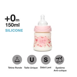 SUAVINEX Set Biberon 3 Y Vaso Entren Y Chupon Infinite Love, Rosa, Paquete de 1 Count