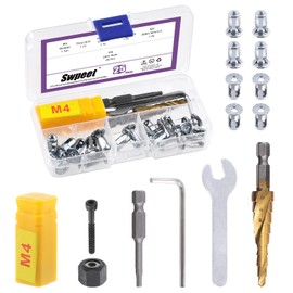 Swpeet 25Pcs M4 Jack Nuts and M4 Hand Rivet Nut Gun Mandrel with Installation Tool Assortment Kit, Petal Nuts Nutserts Jacknut Screws Phillips Insert Bit Hex Shank Assembly for Hollow Wall Iron