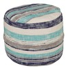 LR Home Coastal Stripe Pouf, 18"x14", White/Blue