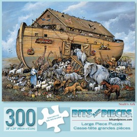Bits and Pieces – 300 Piece Jigsaw Puzzle for Adults – Noahs Ark - Religious Jigsaw Puzzles by Artist Ruane Manning, Completed Puzzle Size: 18" x 24"