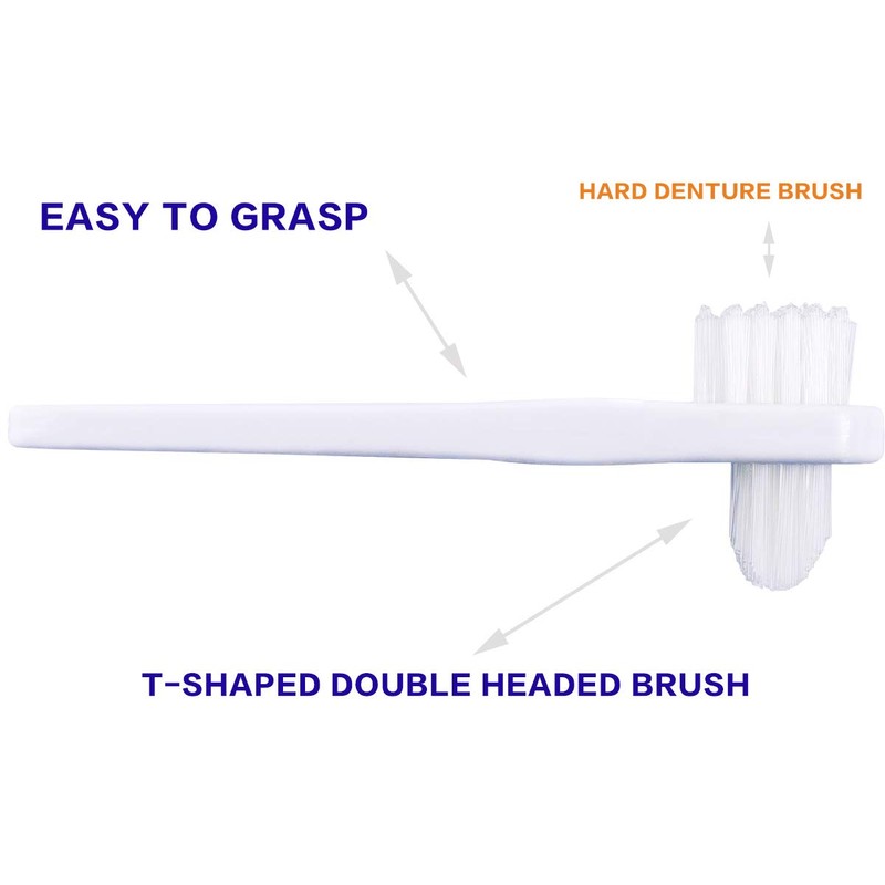 OASISGUEST Denture Cleaning Brush Set, T-Shaped Special Toothbrush, Hard Toothbrush,