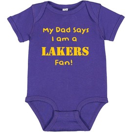 Campus Originals My Dad Says I am a LA Basketball Fan Cute Baby Bodysuit Shower Gift, Purple, 12 Months