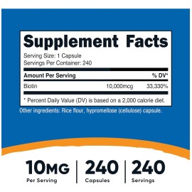 Biotina 10,000mcg 240 Capsulas Cabello Uñas Piel Eg B4