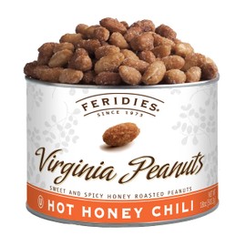 FERIDIES Extra Large Hot Honey Chili Virginia Peanuts, 18oz Resealable Tin