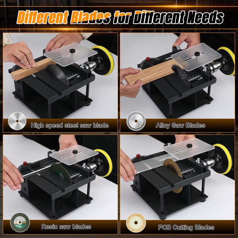 Mini Table Saw, 100W Portable Small Desktop Electric Saw, Speed