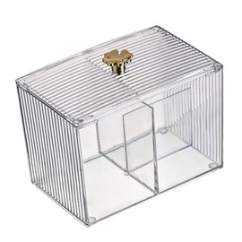 ULTECHNOVO Makeup Storage Box Lid Cotton Swab Holder Makeup Sponge Organizer Versatile Desktop Container for Cosmetics Bathroom Beauty Essentials