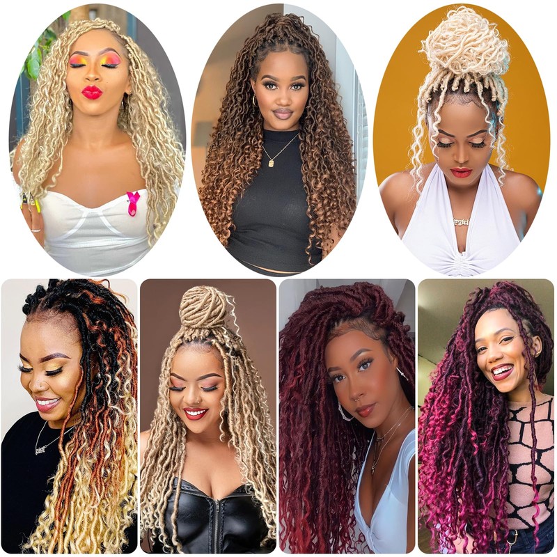 Goddess Locs Crochet Hair 22Inch 8Pack Faux Locs(27/613, 22inch(Pack of