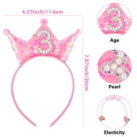 Gjinxi Birthday Decorations for Girl, Glitter Girl Headband Princess Crowns for Little Girls, 3rd Birthday Girls Outfit, 3 Year Old Birthday Crown Head Band Gifts(3rd Headband)