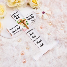 OZUEMUL Christian Desk Decor for Women - Inspirational Cross Decor with Bible Verses, Religious Gift for Baptism, Religious Tabletop Decors, Birthday Christmas for Friends