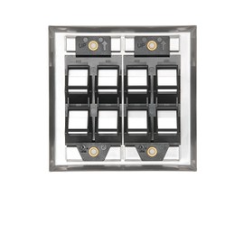 Leviton 43081-2L8 8-Port Angled Stainless Steel QuickPort Dual Gang Wallplate with ID Windows