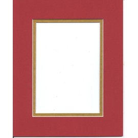 16x20 Bright Red & Gold Double Picture Mat, Bevel Cut for 11x14 Picture or Photo