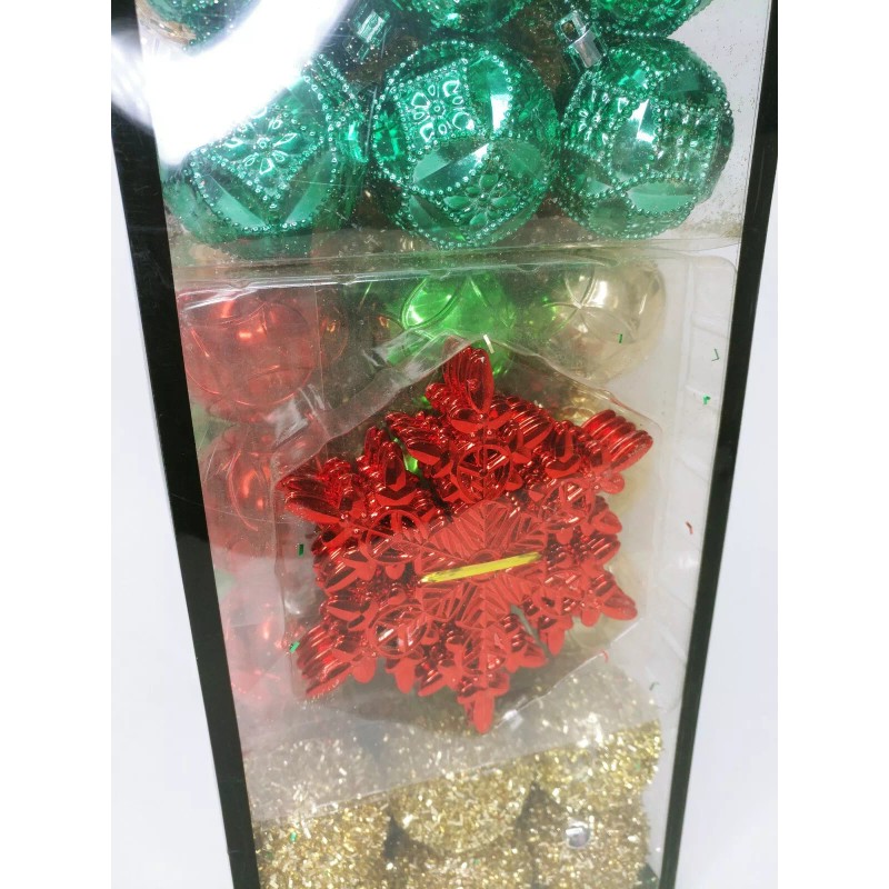 Assorted 101 Christmas Tree Ornaments Shatterproof Balls Snowflake (Red, Green)