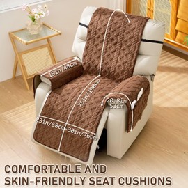 Timrliy Recliner Cover for Lazy Boy Recliner Chair Covers,30Inches Washable Quilted Recliner Chair Covers with Side Pockets,Coffee Furniture Protector for Pets/Kids