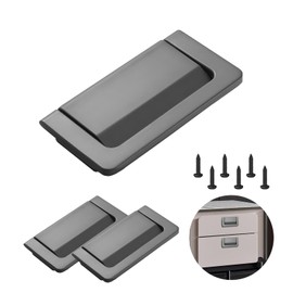 Thatyro 3 Packs 2.9" Invisible Drawer Flush Pull Handle with Screws, Zinc Alloy Concealed Flush Ring Pull, Hidden Recessed Furniture Grip Hardware for Cabinets Closets Cupboard Door (Gray)