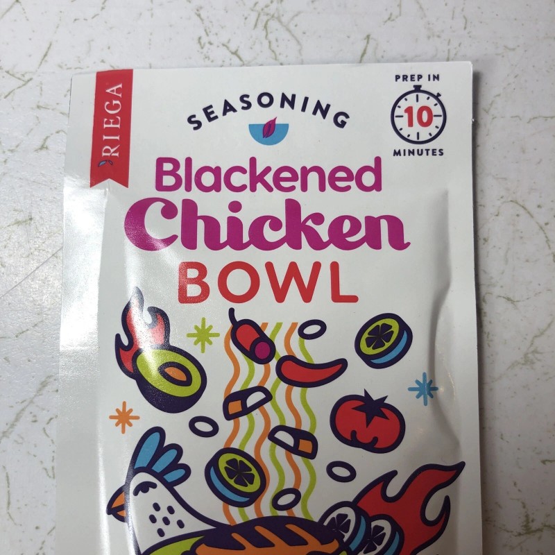 RIEGA Seasoning BLACKENED CHICKEN BOWL Seasoning, 1oz, BB 7/25, 2
