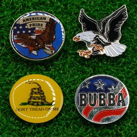 Patriotic Golf Ball Marker - 4 Pack Unique Strong Base Ball Marker Soft Enamel Technique - Golf Accessory for Divot Fixer for Men Women Golf Enthusiasts