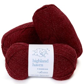 Highland Haven - 100% Highland Wool Yarn Set of 3 Skeins (150 Grams) Fingering Weight - Sourced Directly from Peru - Heavenly Soft and Perfect for Knitting and Crocheting (Fingering, Wine Embrace)