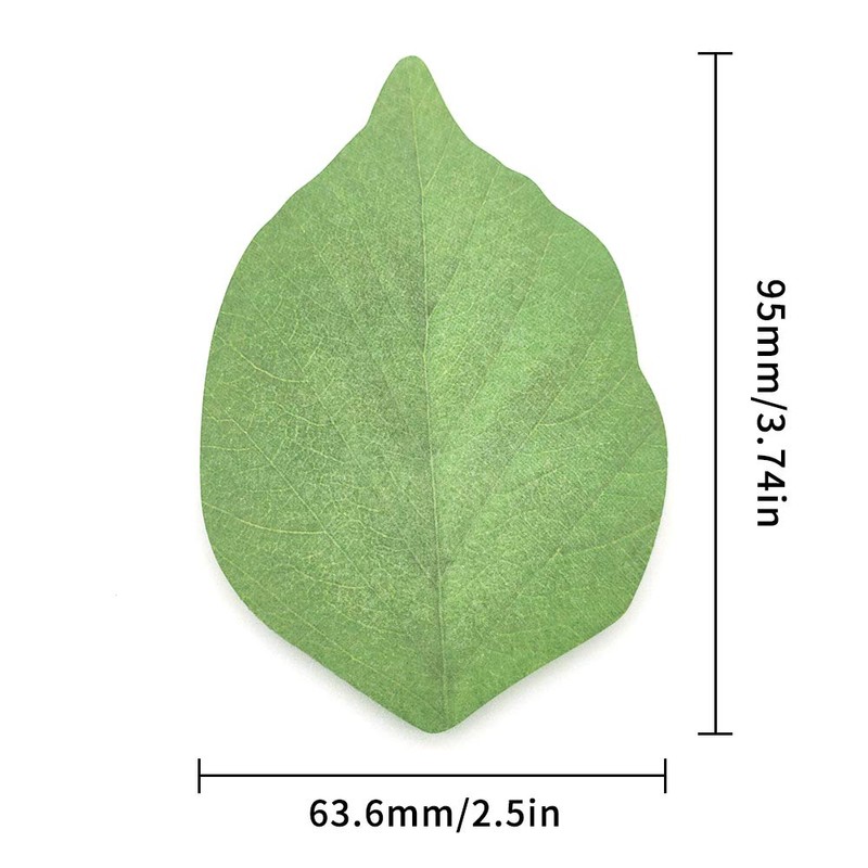 4 Packs Beautiful Green Leaf-Shaped Sticky Notes Stickers Can be