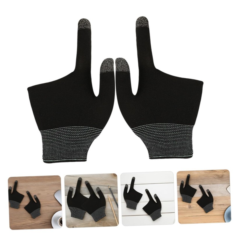 Operitacx 2Pairs Graphene Touch Screen Gaming Gloves Breathable Two Finger