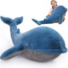 Tezituor 43.3 inch Giant Whale Stuffed Animal, Large Realistic Blue