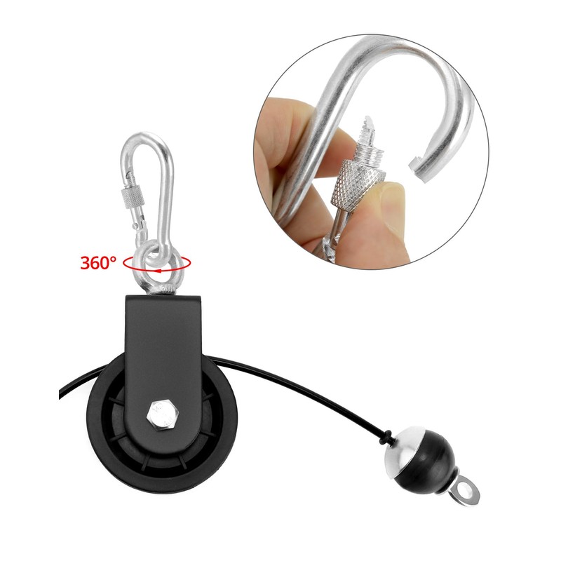 QWORK® 2 x 90 mm pulley with swing strap, carabiner