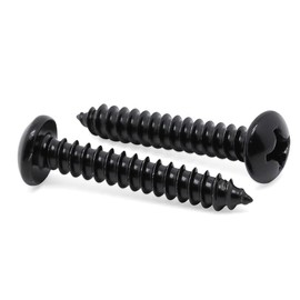 #12 x 1-1/2" Pan Head Self Tapping Screws Sheet Metal Wood Screws, Black Oxide, 304 Stainless Steel 18-8, 50 PCS