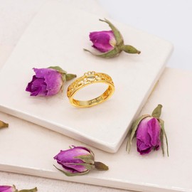 Tuscany Silver Women's Sterling Silver Gold Plated 1mm CZ Claddagh Band Ring #M