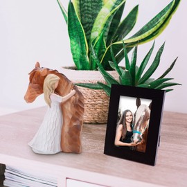 LUCKYBUNNY Truly a Friend Guardian Angel Statues, Sculpted Hand-Painted Girl Embracing Horse Figurines, Horse Lover Gifts, Cowgirls Gifts, Horse Loss Remembrance Gifts, Birthday