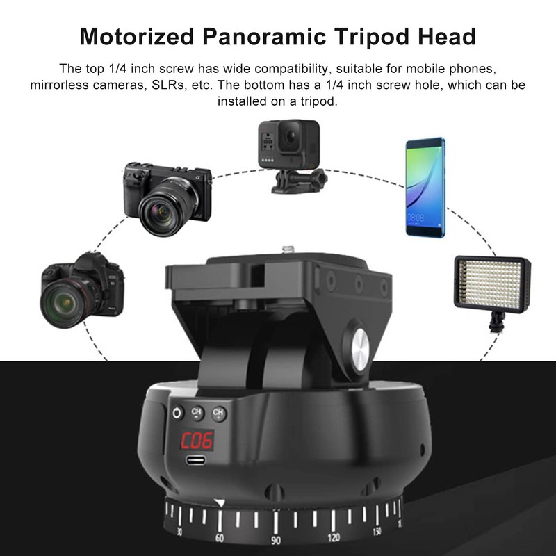 Cabezal de Trípode Panorámico Motorizado, YT-1200 2.4G Control Remoto Inalámbrico