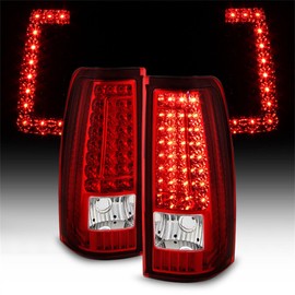 munirater 1 Pair Tail Lights Assembly Red Lens Left and Right Side Replacement for Silverado 1500 2500 3500 2003-2006