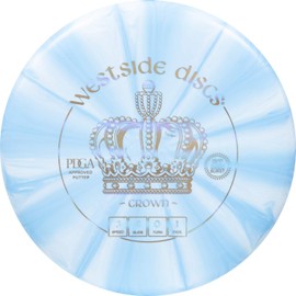 Westside Discs Origio Burst Crown Disc Golf Putter | Frisbee Golf Putt and Approach Disc | Great Off of The Tee Box Throwing Stable Putter | 170g Plus | Stamp Color and Burst Pattern Will Vary (Blue)