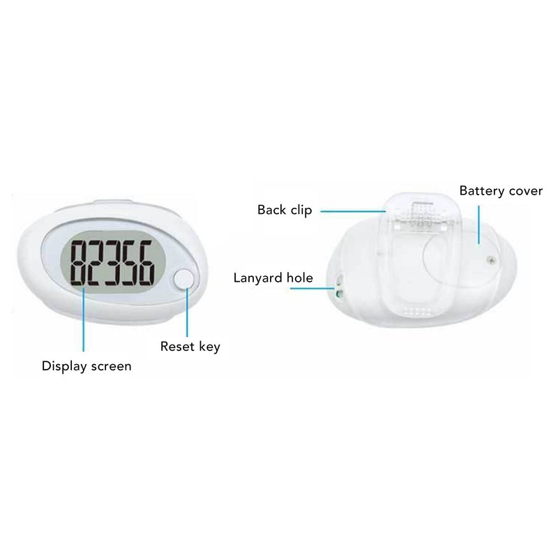 3D Pedometer Simple Step Counter with Clip Lanyard Accurate Quiet