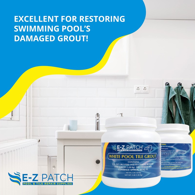 E-Z Patch 4 White Pool Tile Grout for DIY &