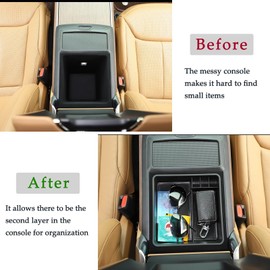 PIUGILH Center Console Storage Box Compatible with Land Rover Range Rover Sport/Vogue 2023 2024 Accessories, Armrest Storage Organizer Tray (Version Without Refrigerator)