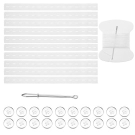 HJZHII 10 Pcs Waist Knots for Pants, Waist Tightener Elastic for Sewing Button Extender for Pants Button Extender Waistband Adjuster with 20 Buttons Needles Wire Clamp Thread for Loose Jeans(White)