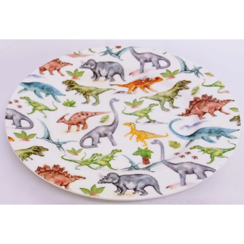 Dinosaurs Plate 8" 20 cm Fine Bone China Dinos Collage