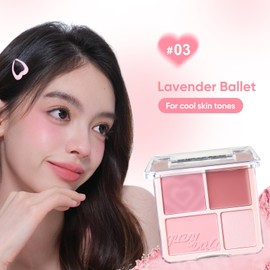 JUDYDOLL 2 In 1 Blush Highlighter Palette, Blush Cream & Glowy Blush, Buildable Color for Cheeks, Cute Makeup, Lightweight, Smooth Powder, Multi-Use, Matte Finish or Radiant Look