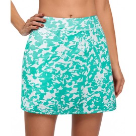 CHICHO Women's Athletic Skirt Tennis Skort with Pockets Golf Skirts UPF 50+ Workout Running Sport Skorts (Mint Green White, M)