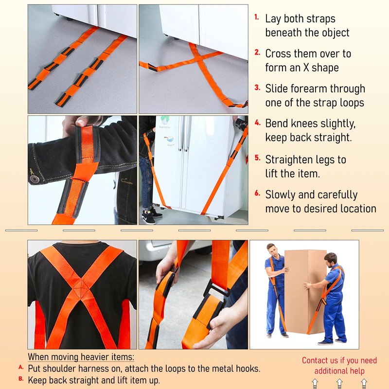 Riwer 2-Person Shoulder Strap Transport Belt Lifting Straps for Movers,