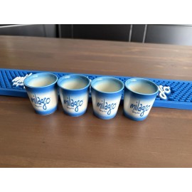 Milagro Tequila Bar Rail 24” x 3.5” & (4 Pcs) Ceramic Shot Glasses Set Bar Decor