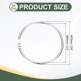 PATIKIL 2.5" x 2.8" Loose Leaf Binder Rings, 30 Pcs Metal Book Rings Nickel Keychain Ring for Paper Index Cards Flash Card Notebook Rings Office Home Book Binder, Silver Tone