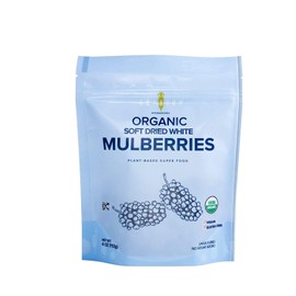 Amphora Organic Soft Dried White Mulberries 4 Ounce (Single Pack)