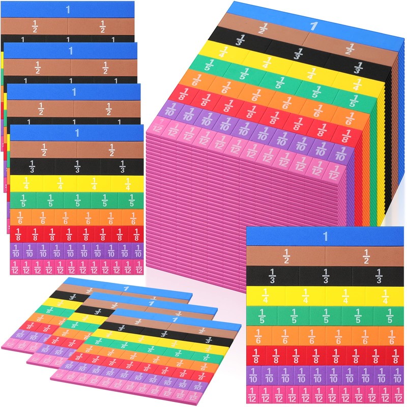 Sayglossy 36 Sets Fraction Tiles Set for Math Classroom Fractions