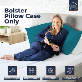 Rohi Bolster Pillow Cases - Soft & Breathable Polycotton Long Pillow Cover - Bolster Pillow Case (5ft (60") Kingsize Bed, Teal)