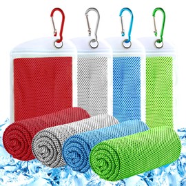 YHSKJCD Cooling Towel, 4 Pack Ice Towel(40'' x 12''), Cooling Neck Wrap Scarf, Soft Breathable Chilly Towel, Microfiber Ice Cold Towel for Men Women Gym Towel Sports Towel Yoga Towel Golf Towel