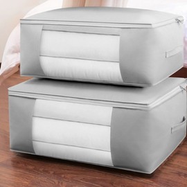 3 sturdy non-woven storage boxes with see-through windows Size Pink/Large 3ea