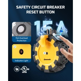 DEWENWILS 8 Outlet Power Hub with Swivel Safety Covers for Outdoor Lights