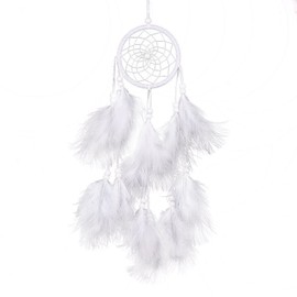 Jrancc Dreamcatcher DIY Handmade Feathers 55cm White for Bedroom Home Decoration