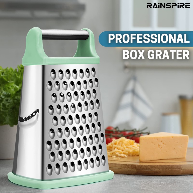 Rainspire Professional Box Grater, Cheese Grater Box for Kitchen Stainless
